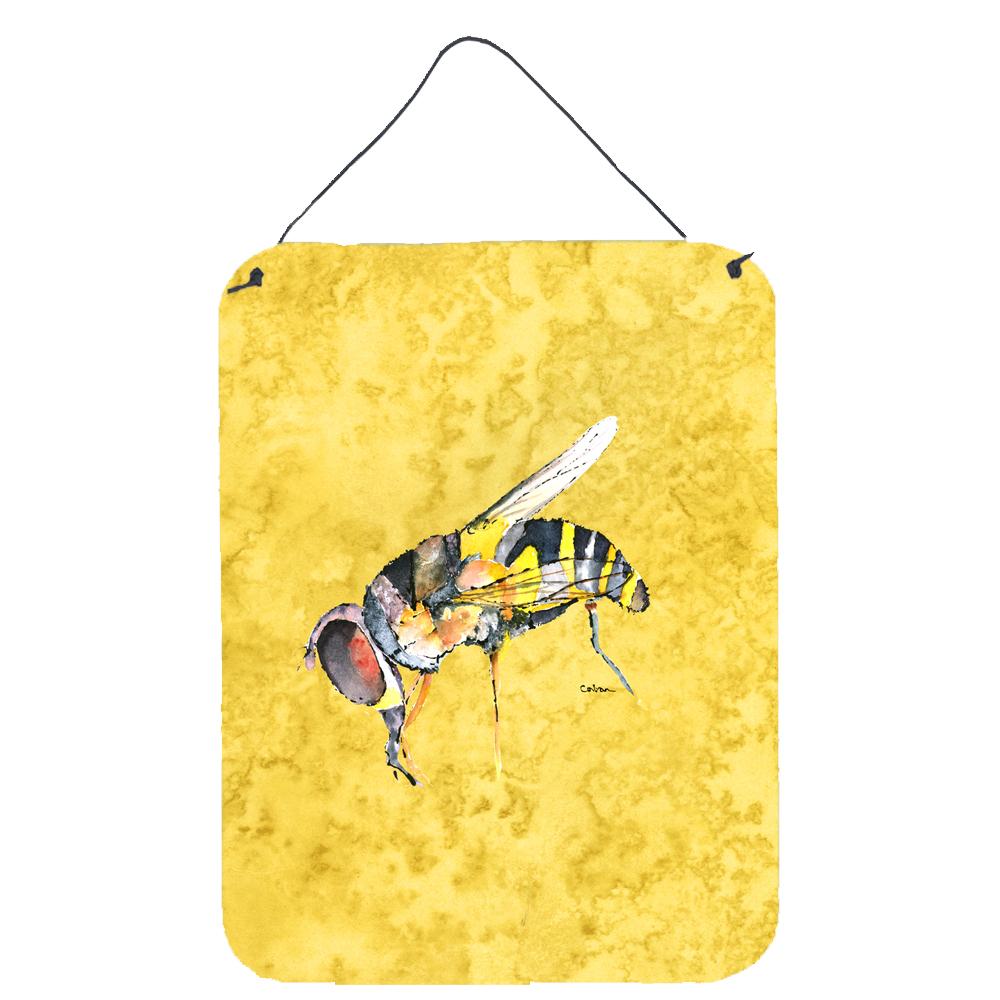 Bee on Yellow Aluminium Metal Wall or Door Hanging Prints by Caroline's Treasures