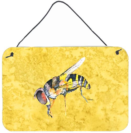 Bee on Yellow Aluminium Metal Wall or Door Hanging Prints by Caroline's Treasures