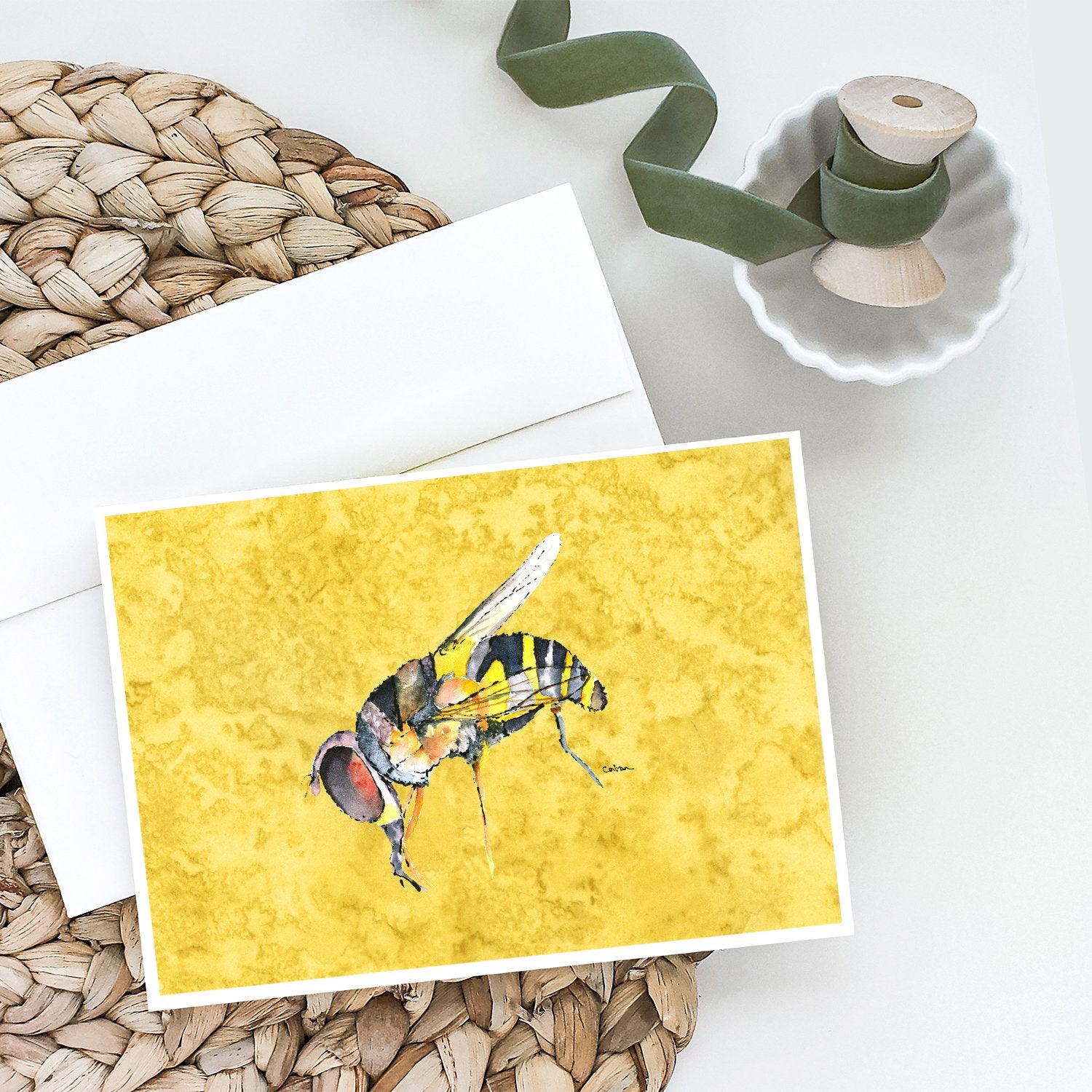 Buy this Bee on Yellow Greeting Cards and Envelopes Pack of 8