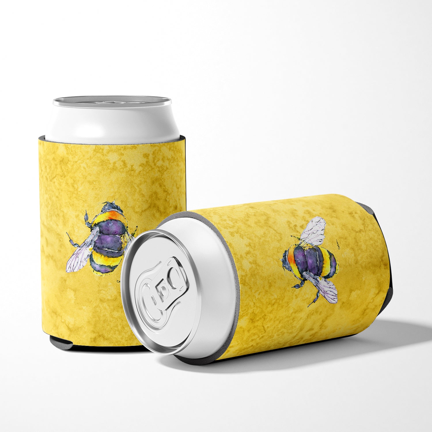 Bee on Yellow Can or Bottle Beverage Insulator Hugger.