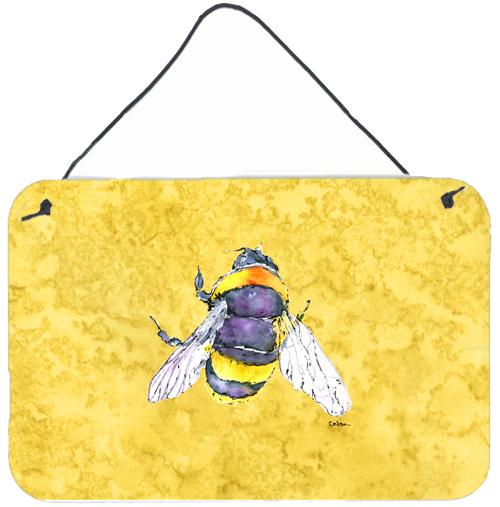 Bee on Yellow Aluminium Metal Wall or Door Hanging Prints by Caroline's Treasures