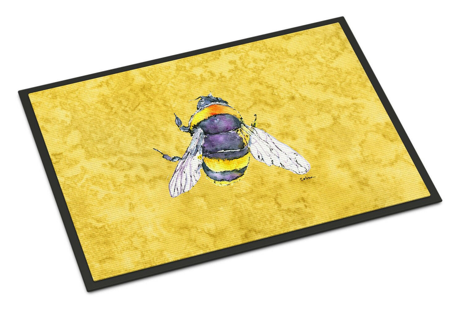 Bee on Yellow Indoor or Outdoor Mat 24x36 Doormat - the-store.com