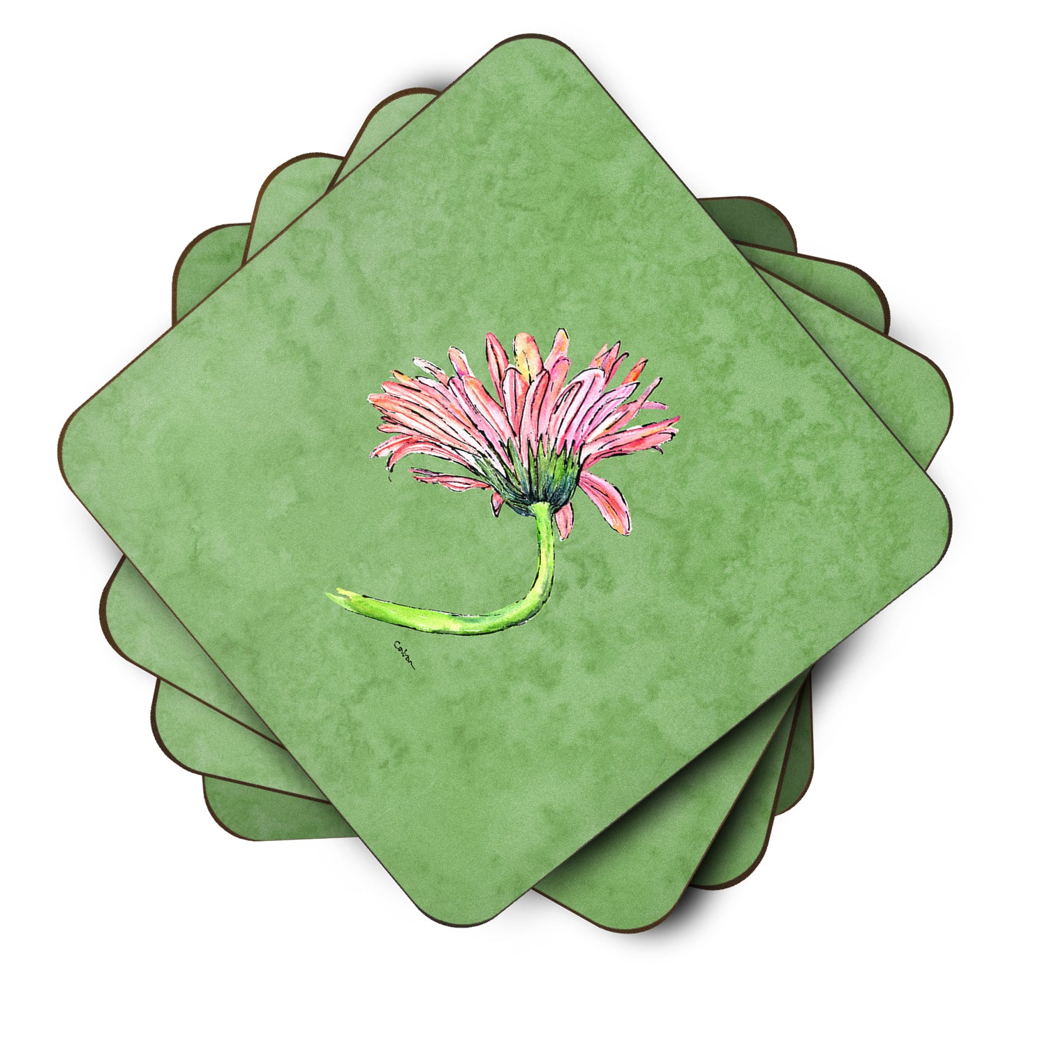 Set of 4 Gerber Daisy Pink Foam Coasters - the-store.com