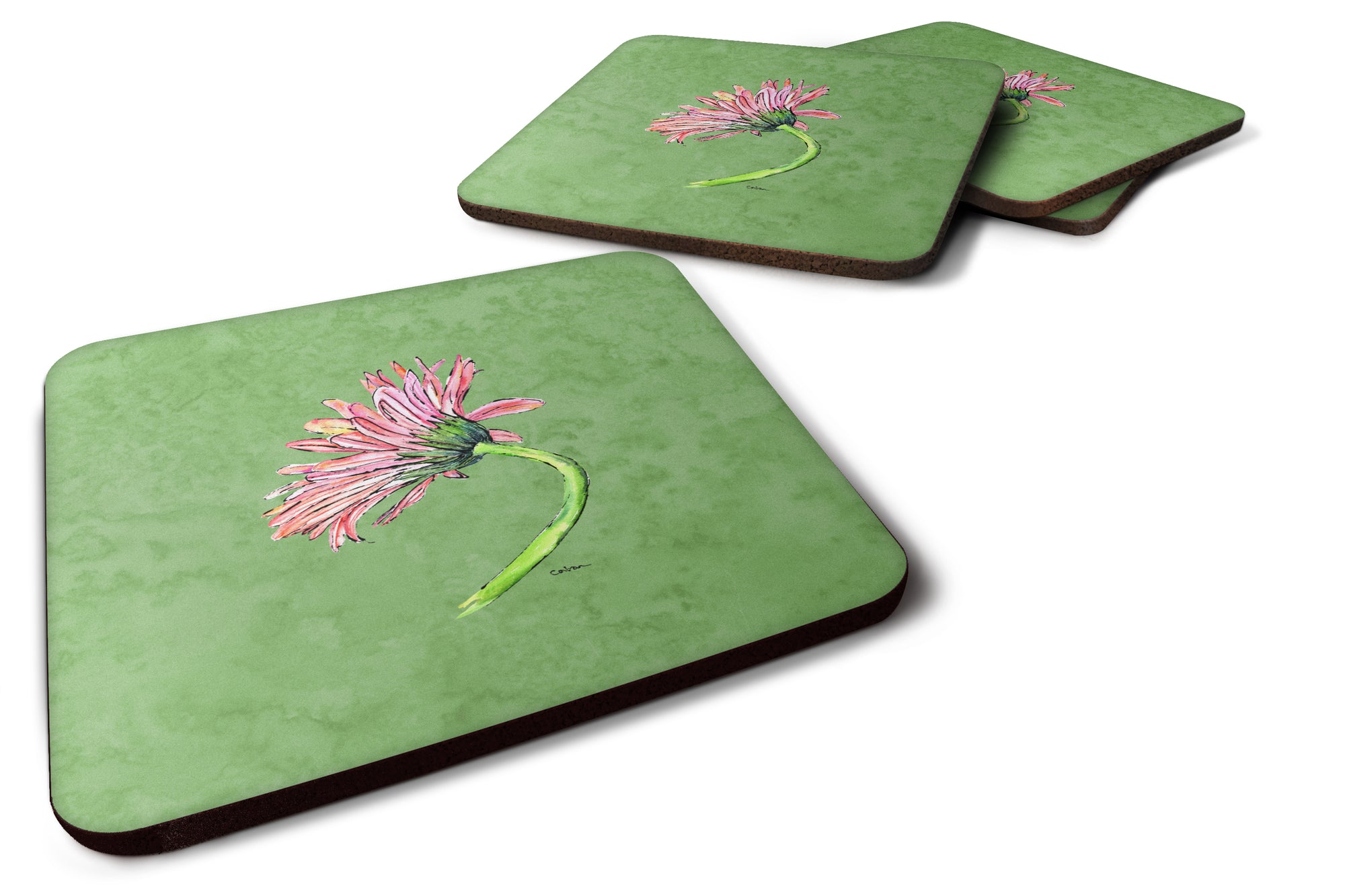 Set of 4 Gerber Daisy Pink Foam Coasters - the-store.com