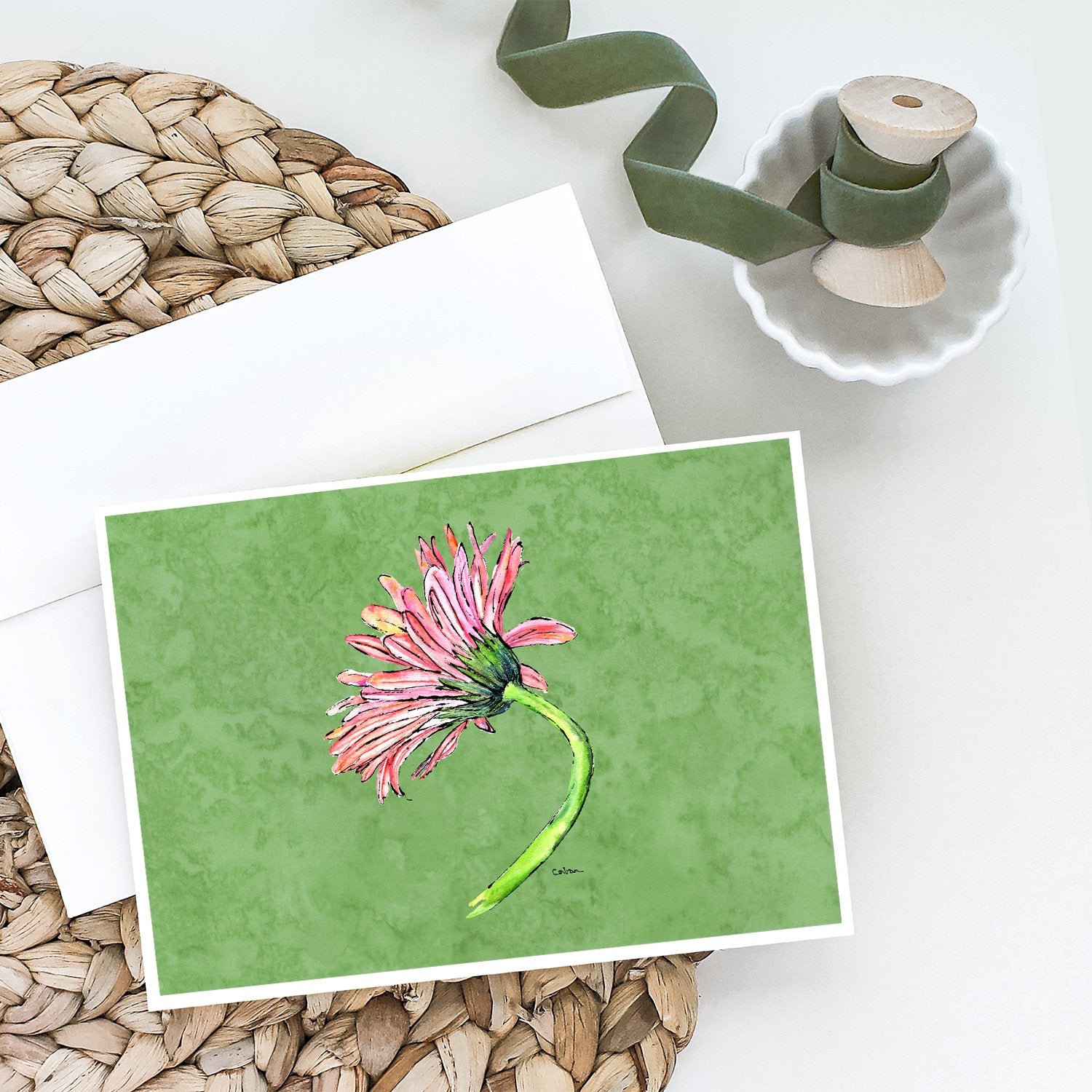 Buy this Gerber Daisy Pink Greeting Cards and Envelopes Pack of 8