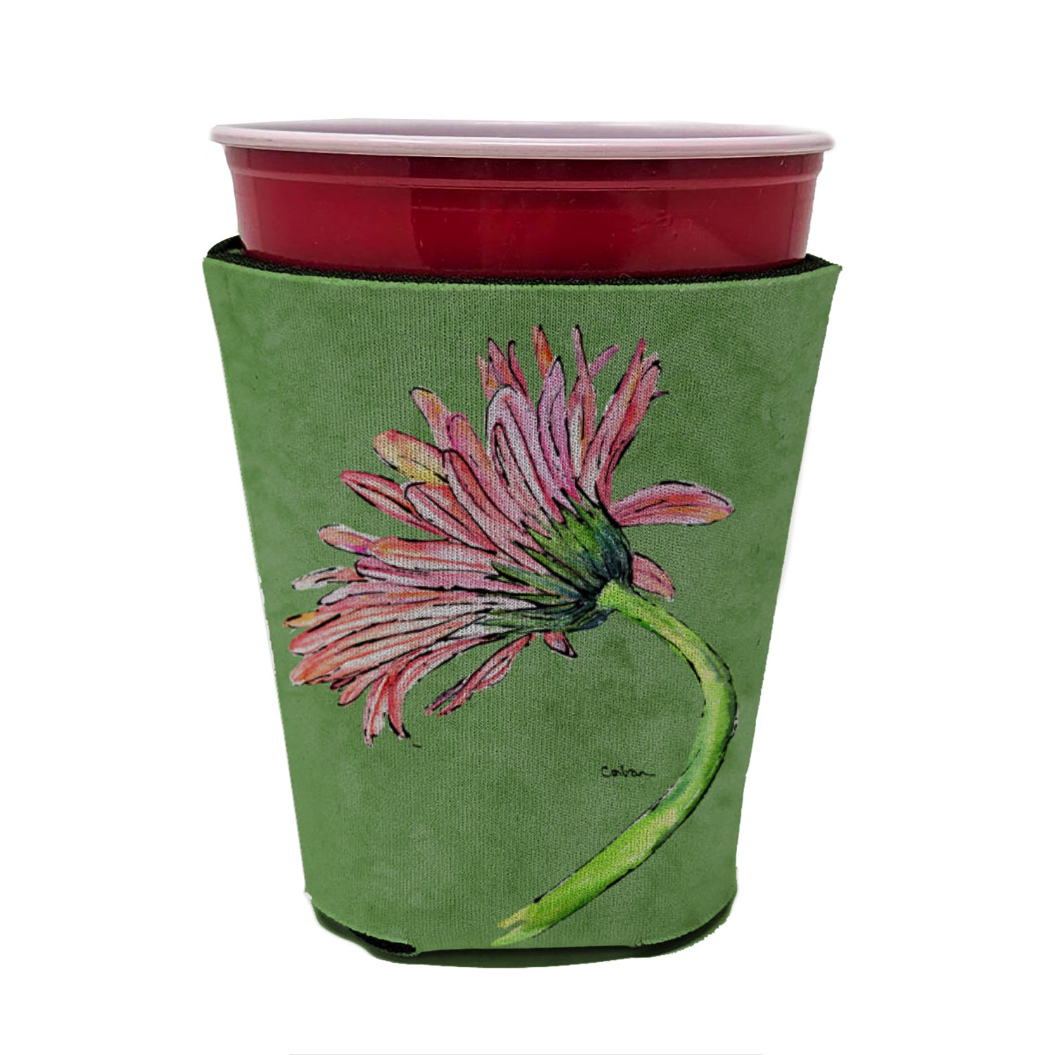 Gerber Daisy Pink Red Cup Beverage Insulator Hugger  the-store.com.