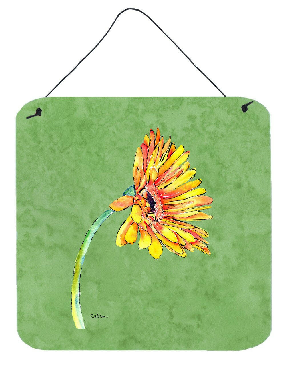 Gerber Daisy Orange Aluminium Metal Wall or Door Hanging Prints by Caroline's Treasures