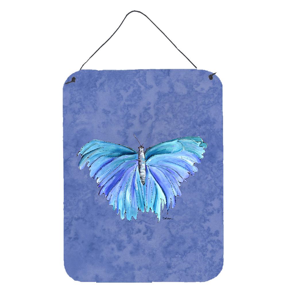 Butterfly on Slate Blue Aluminium Metal Wall or Door Hanging Prints by Caroline's Treasures