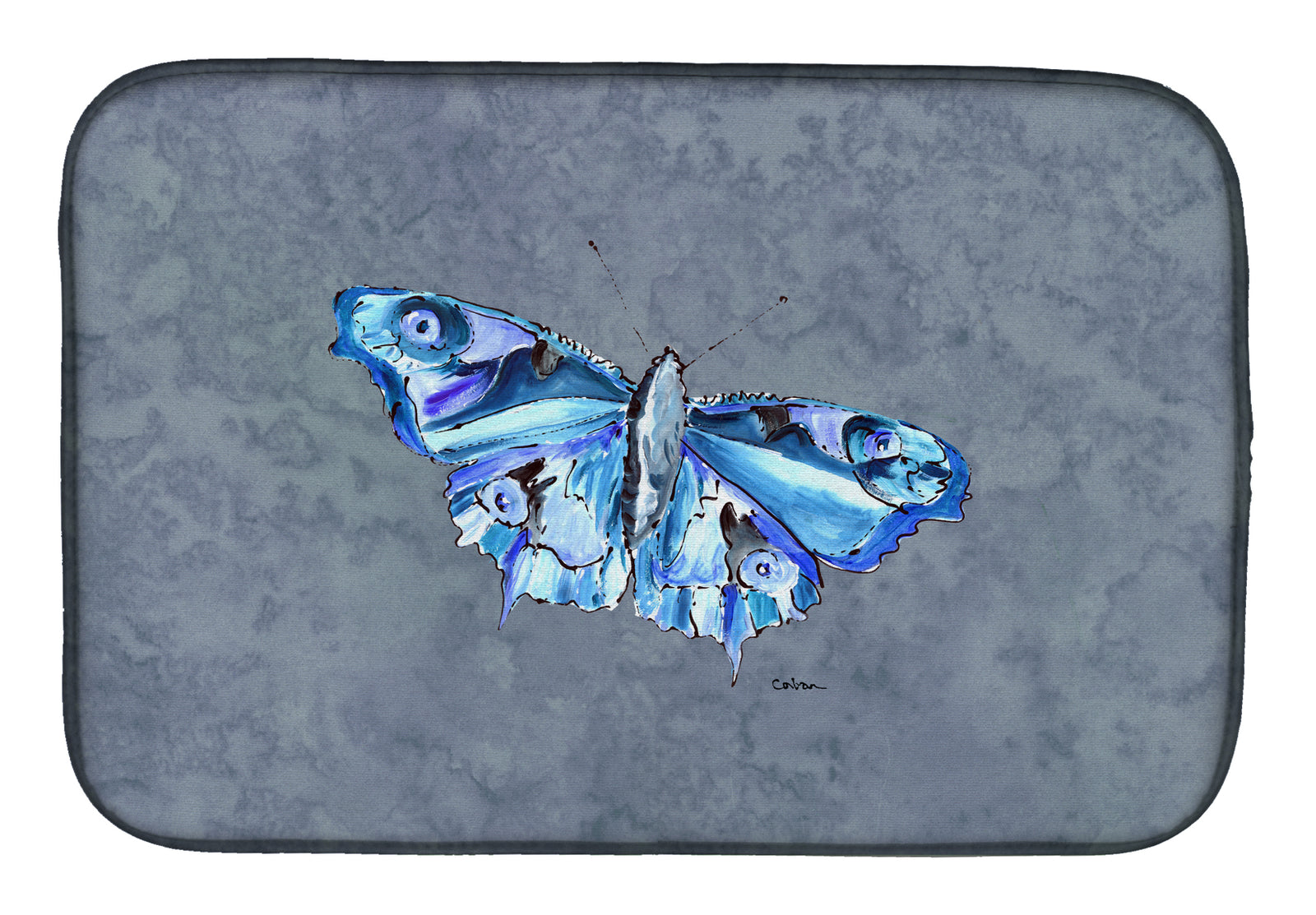 Butterfly on Gray Dish Drying Mat 8856DDM  the-store.com.