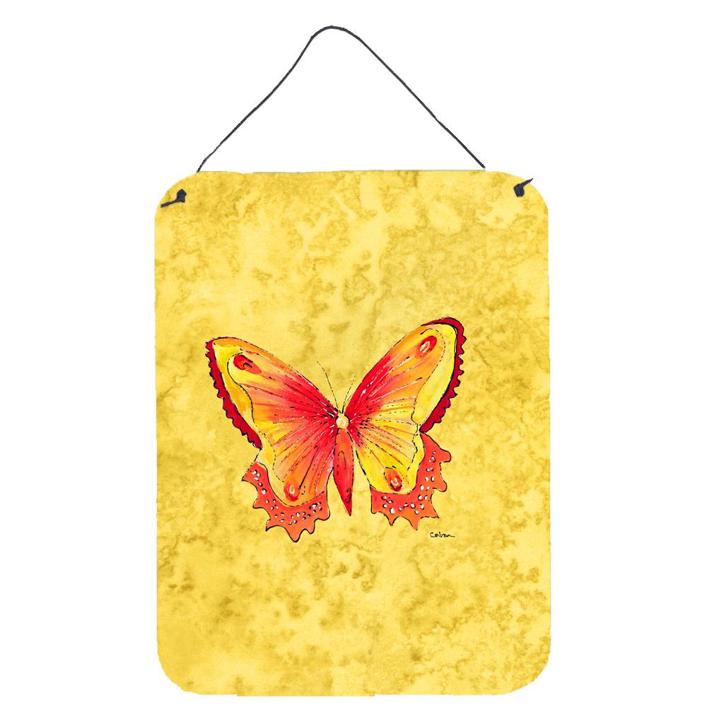 Butterfly on Yellow Aluminium Metal Wall or Door Hanging Prints by Caroline's Treasures