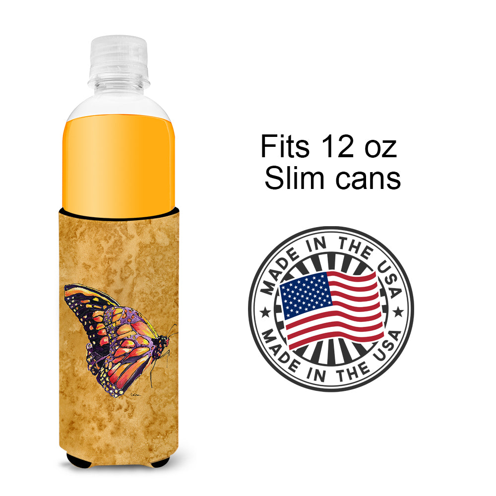 Butterfly on Gold Ultra Beverage Insulators for slim cans 8858MUK.