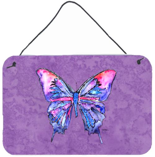 Butterfly on Purple Aluminium Metal Wall or Door Hanging Prints by Caroline's Treasures