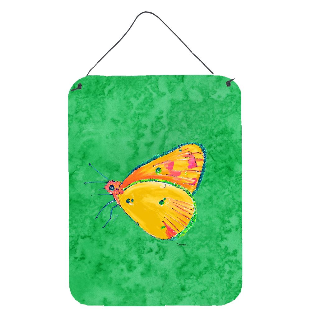 Butterfly Orange on Green Aluminium Metal Wall or Door Hanging Prints by Caroline&#39;s Treasures