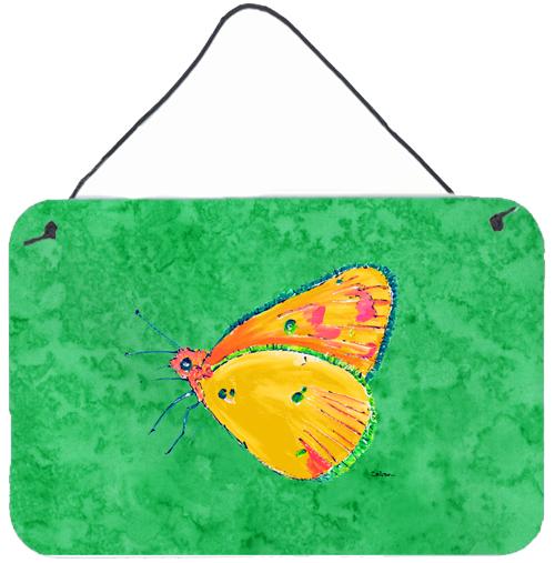 Butterfly Orange on Green Aluminium Metal Wall or Door Hanging Prints by Caroline&#39;s Treasures