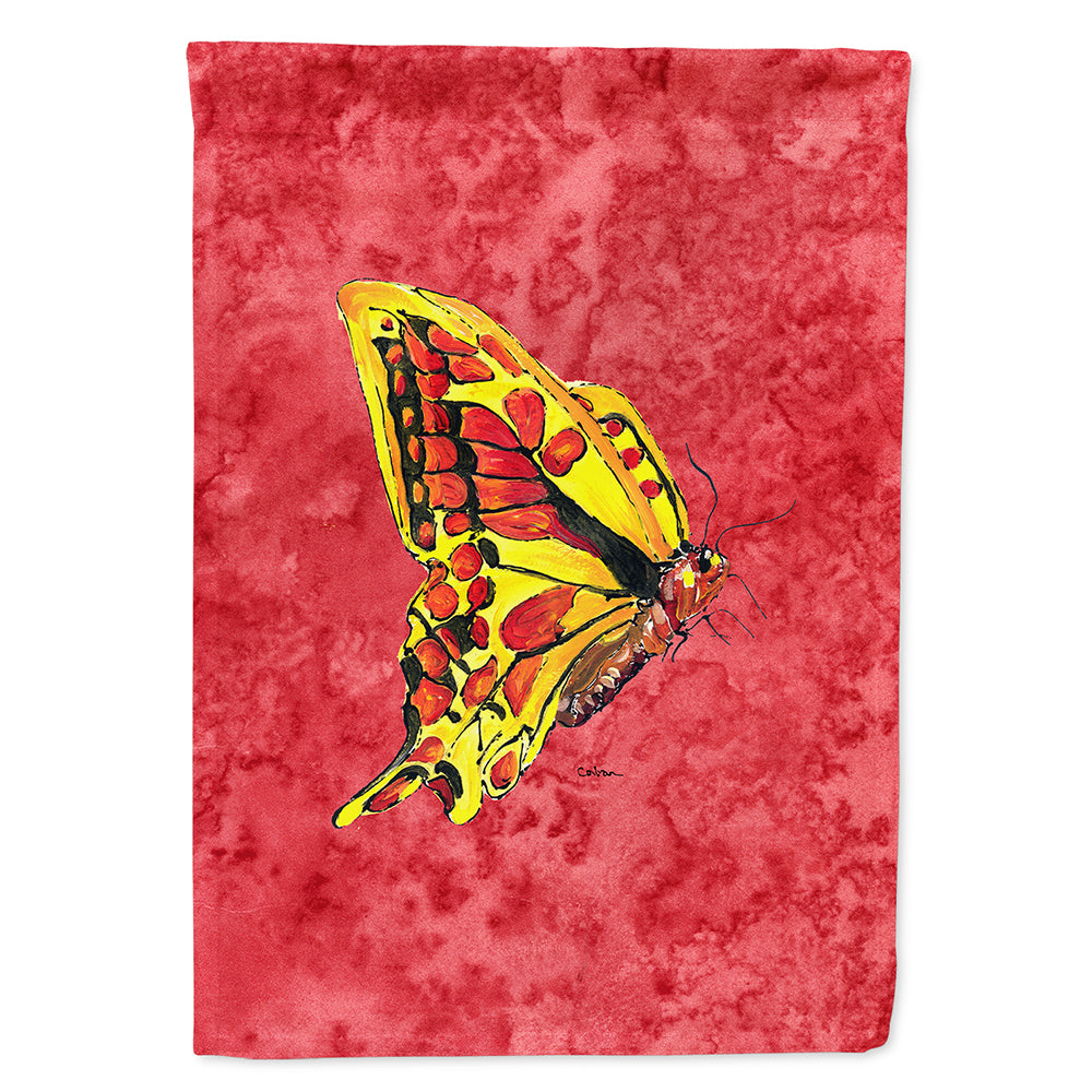 Butterfly on Red Flag Canvas House Size  the-store.com.