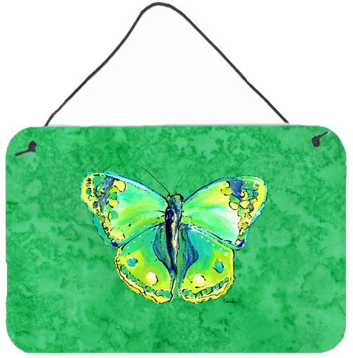 Butterfly Green on Green Aluminium Metal Wall or Door Hanging Prints by Caroline&#39;s Treasures