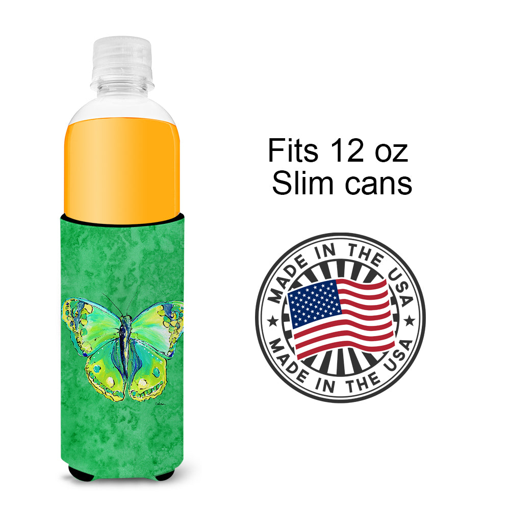 Butterfly Green on Green Ultra Beverage Insulators for slim cans 8863MUK.