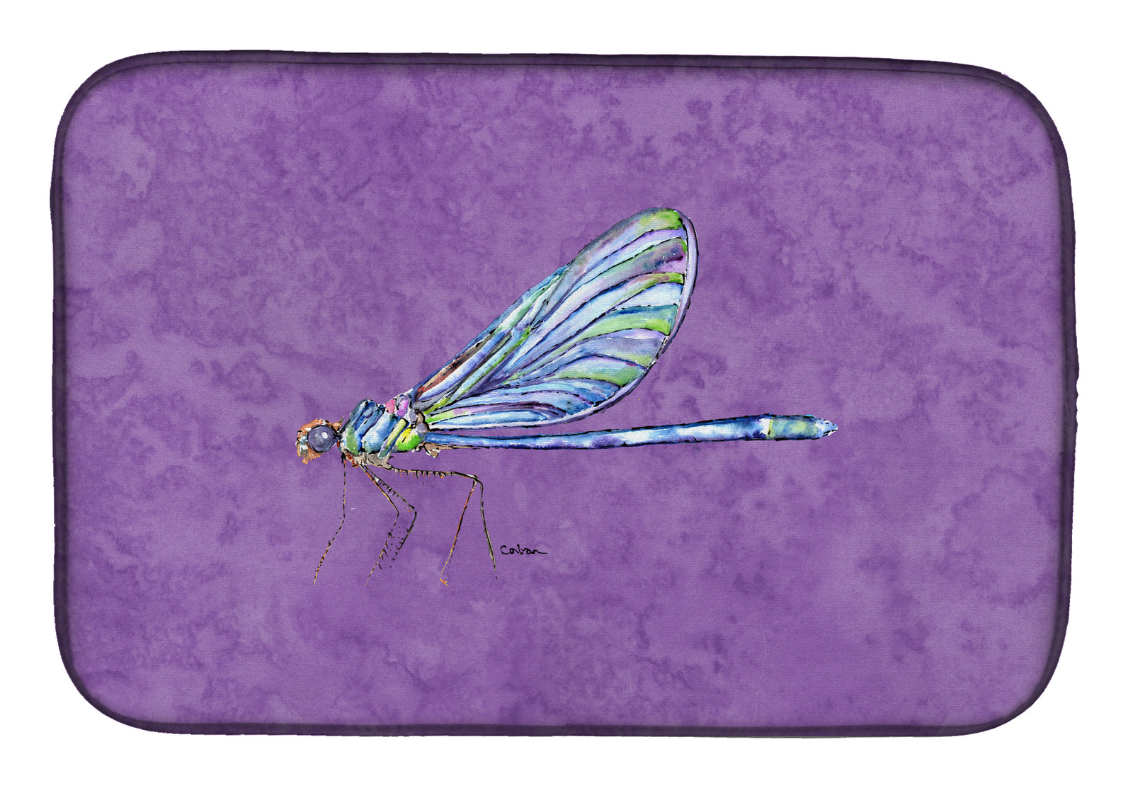 Dragonfly on Purple Dish Drying Mat 8865DDM  the-store.com.