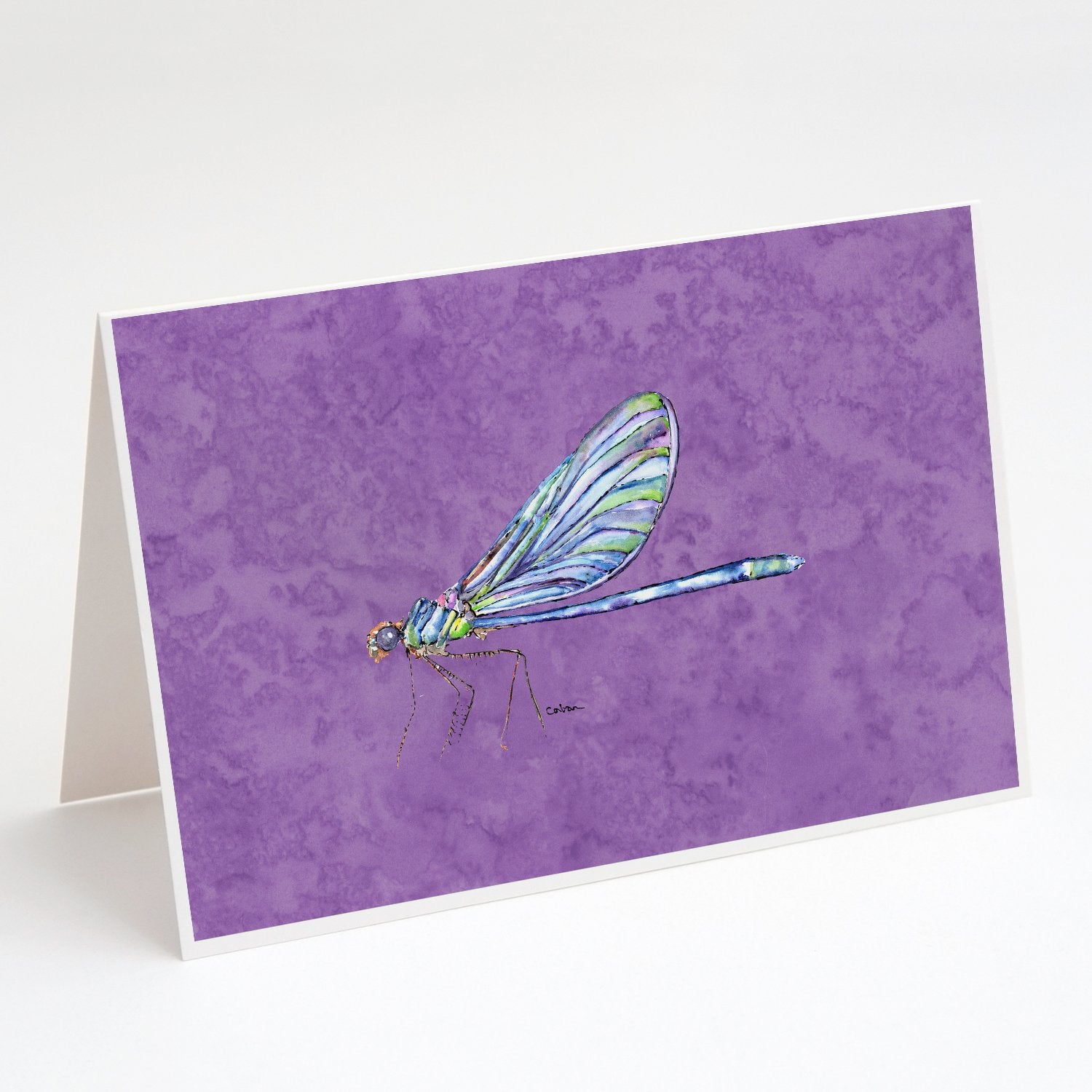 Buy this Dragonfly on Purple Greeting Cards and Envelopes Pack of 8