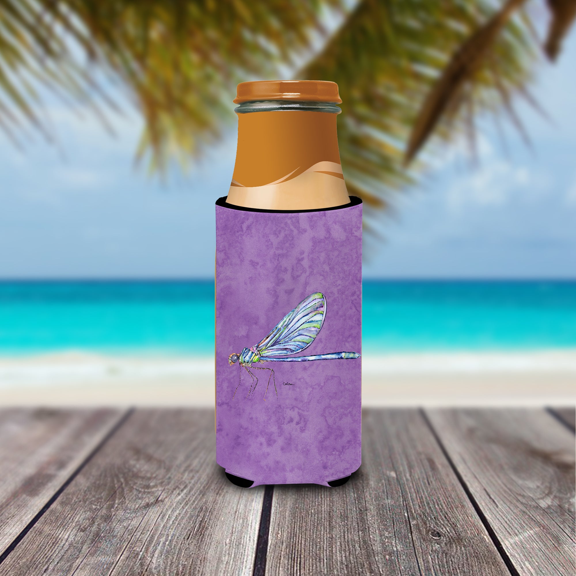 Dragonfly on Purple Ultra Beverage Insulators for slim cans 8865MUK.