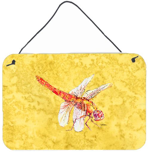 Dragonfly on Yellow Aluminium Metal Wall or Door Hanging Prints by Caroline's Treasures