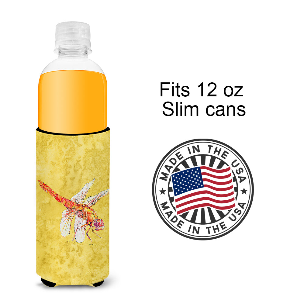 Dragonfly on Yellow Ultra Beverage Insulators for slim cans 8866MUK.