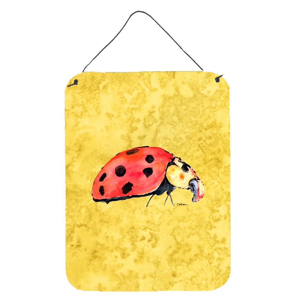 Lady Bug on Yellow Aluminium Metal Wall or Door Hanging Prints by Caroline's Treasures