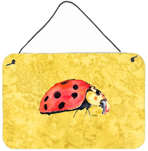 Lady Bug on Yellow Aluminium Metal Wall or Door Hanging Prints by Caroline's Treasures