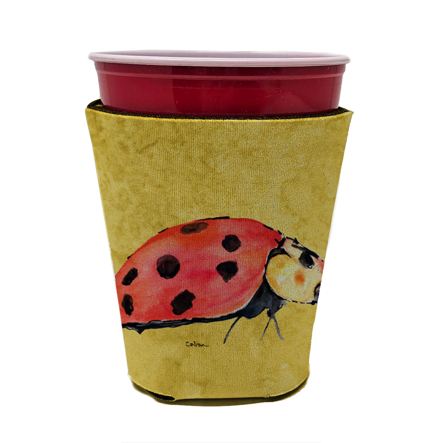 Lady Bug on Yellow Red Cup Beverage Insulator Hugger  the-store.com.