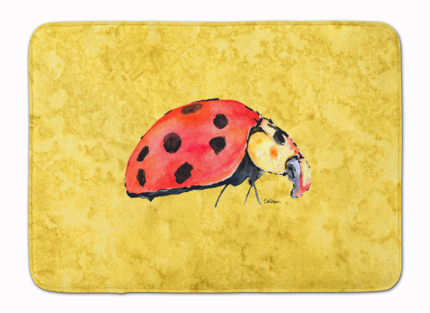 Lady Bug on Yellow Machine Washable Memory Foam Mat 8867RUG - the-store.com