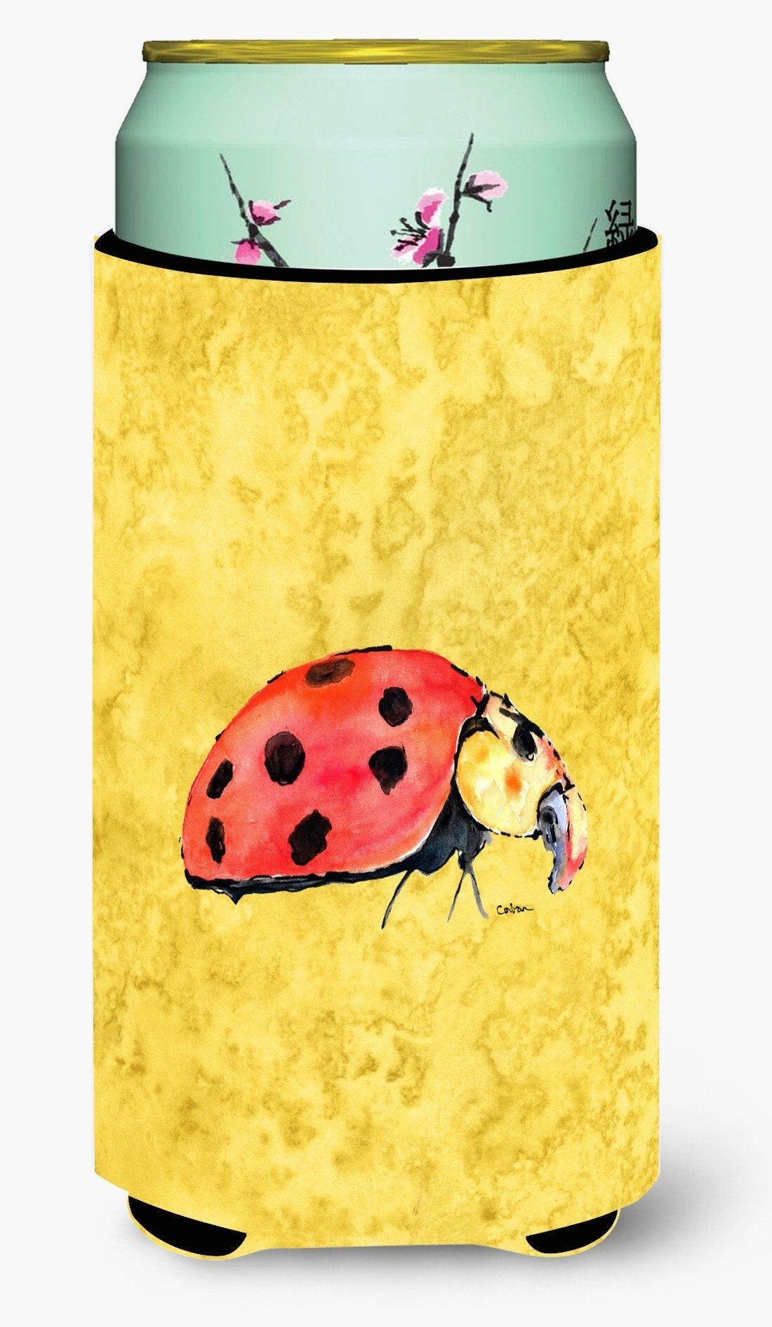 Lady Bug on Yellow  Tall Boy Beverage Insulator Beverage Insulator Hugger by Caroline&#39;s Treasures