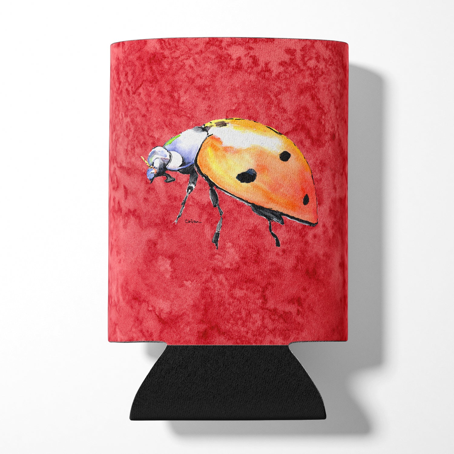 Lady Bug on Red Can or Bottle Beverage Insulator Hugger.