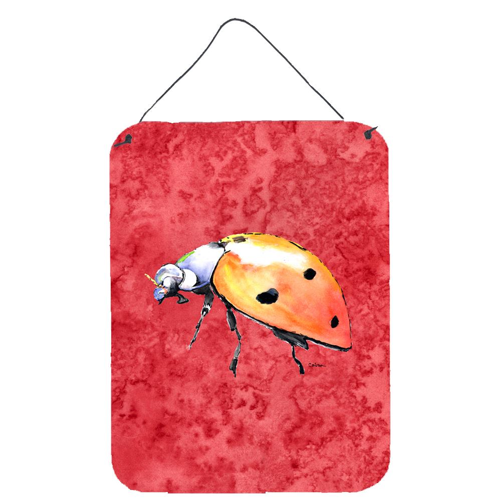 Lady Bug on Red Aluminium Metal Wall or Door Hanging Prints by Caroline&#39;s Treasures