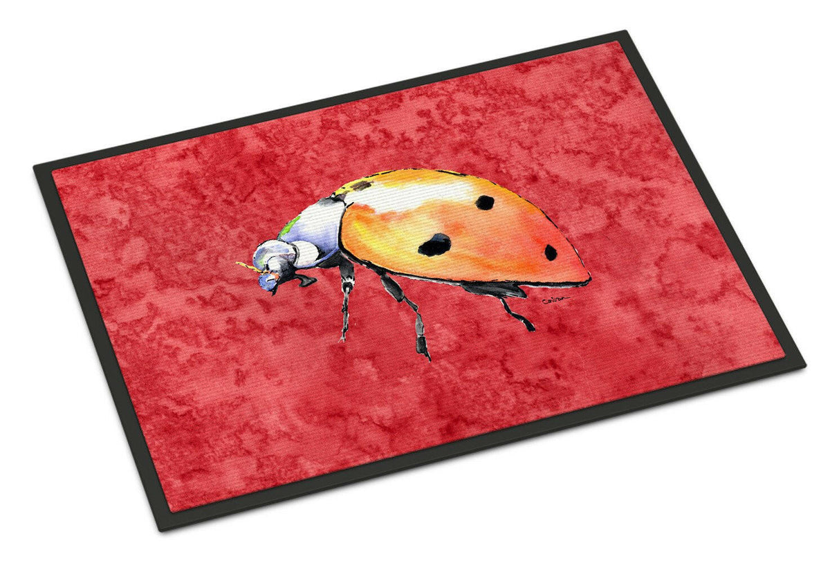 Lady Bug on Red Indoor or Outdoor Mat 18x27 Doormat - the-store.com