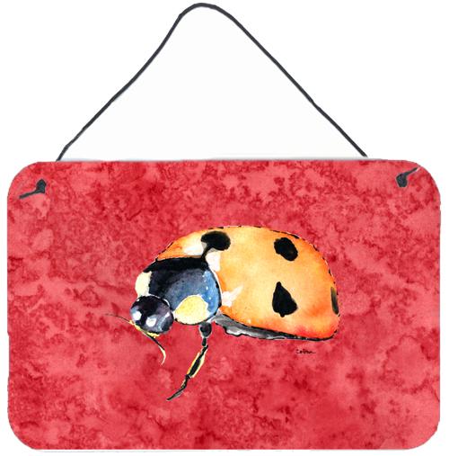 Lady Bug on Red Aluminium Metal Wall or Door Hanging Prints by Caroline&#39;s Treasures