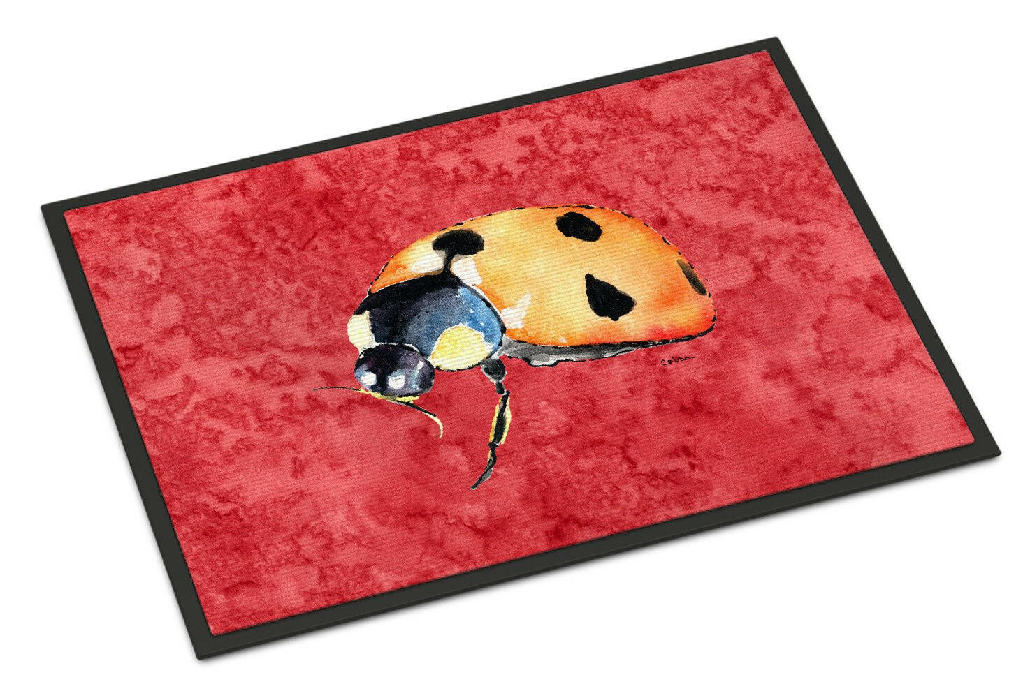 Lady Bug on Red Indoor or Outdoor Mat 24x36 Doormat - the-store.com