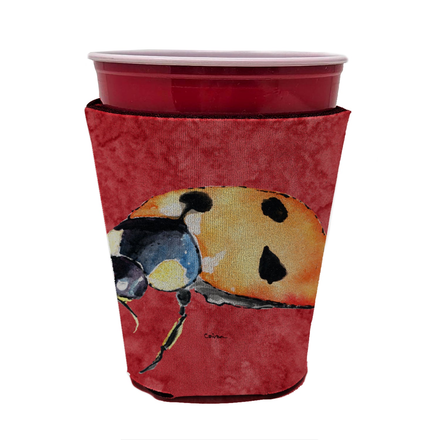 Lady Bug on Red Red Cup Beverage Insulator Hugger  the-store.com.