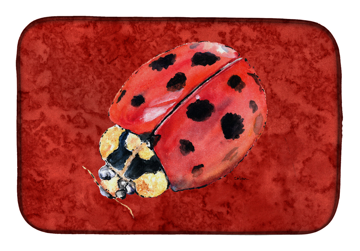 Lady Bug on Deep Red Dish Drying Mat 8870DDM  the-store.com.