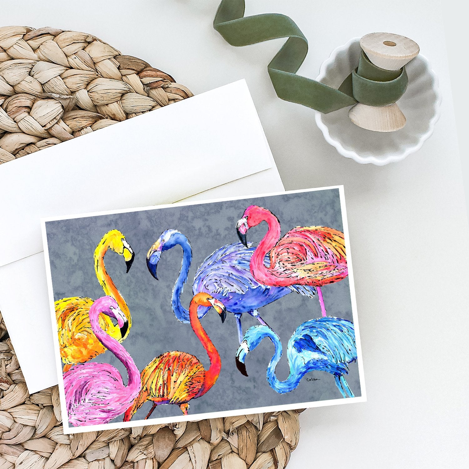 Buy this Flamingo Six Senses Greeting Cards and Envelopes Pack of 8