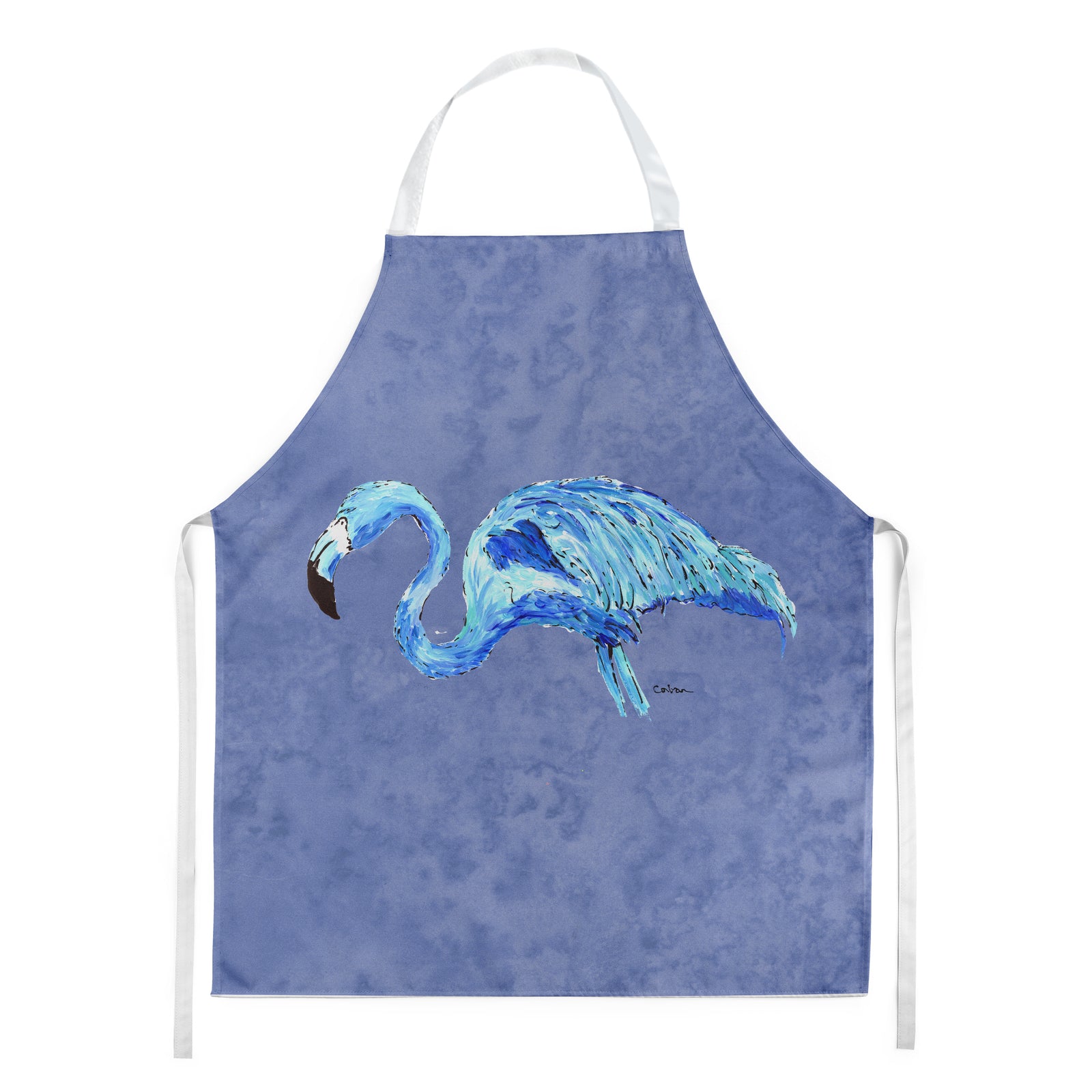 Flamingo On Slate Blue Apron  the-store.com.