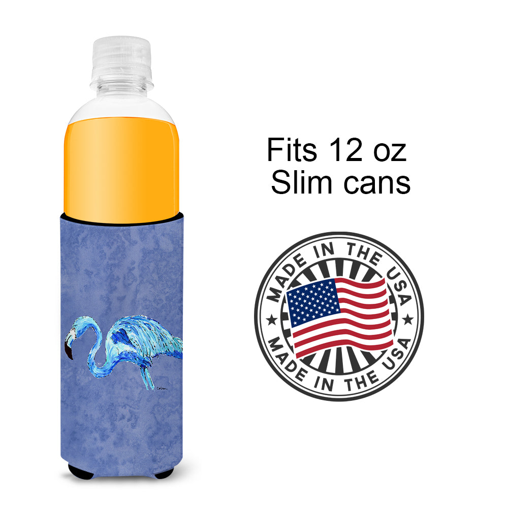 Flamingo On Slate Blue Ultra Beverage Insulators for slim cans 8873MUK.
