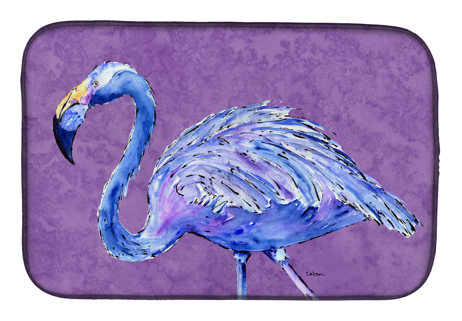 Flamingo on Purple Dish Drying Mat 8874DDM  the-store.com.