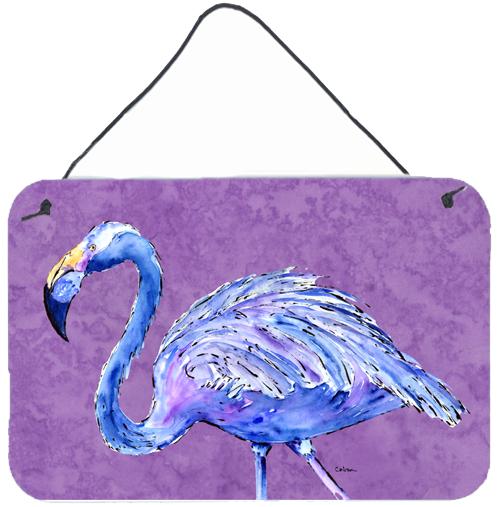 Flamingo on Purple Aluminium Metal Wall or Door Hanging Prints by Caroline's Treasures