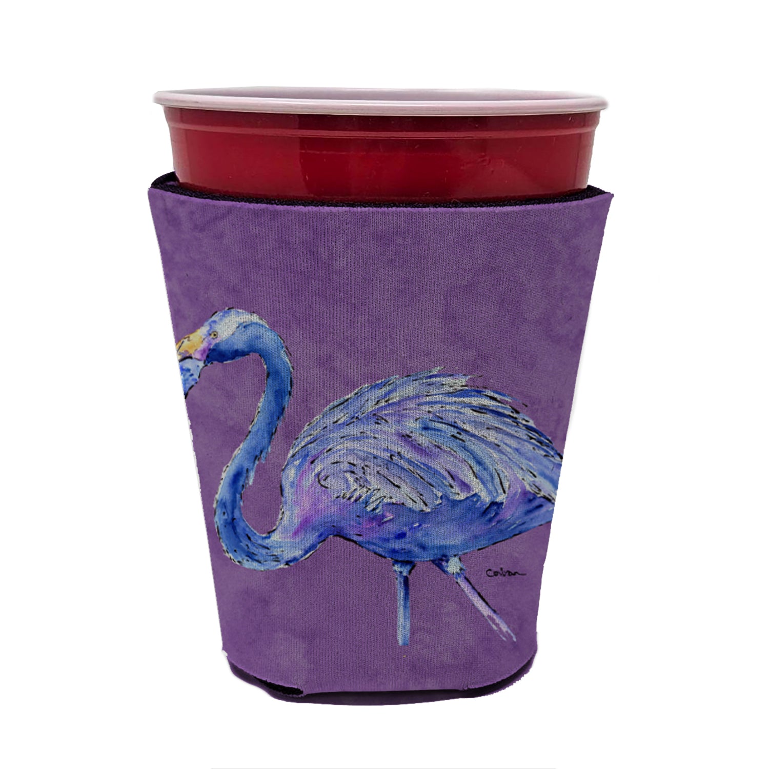 Flamingo on Purple Red Cup Beverage Insulator Hugger  the-store.com.