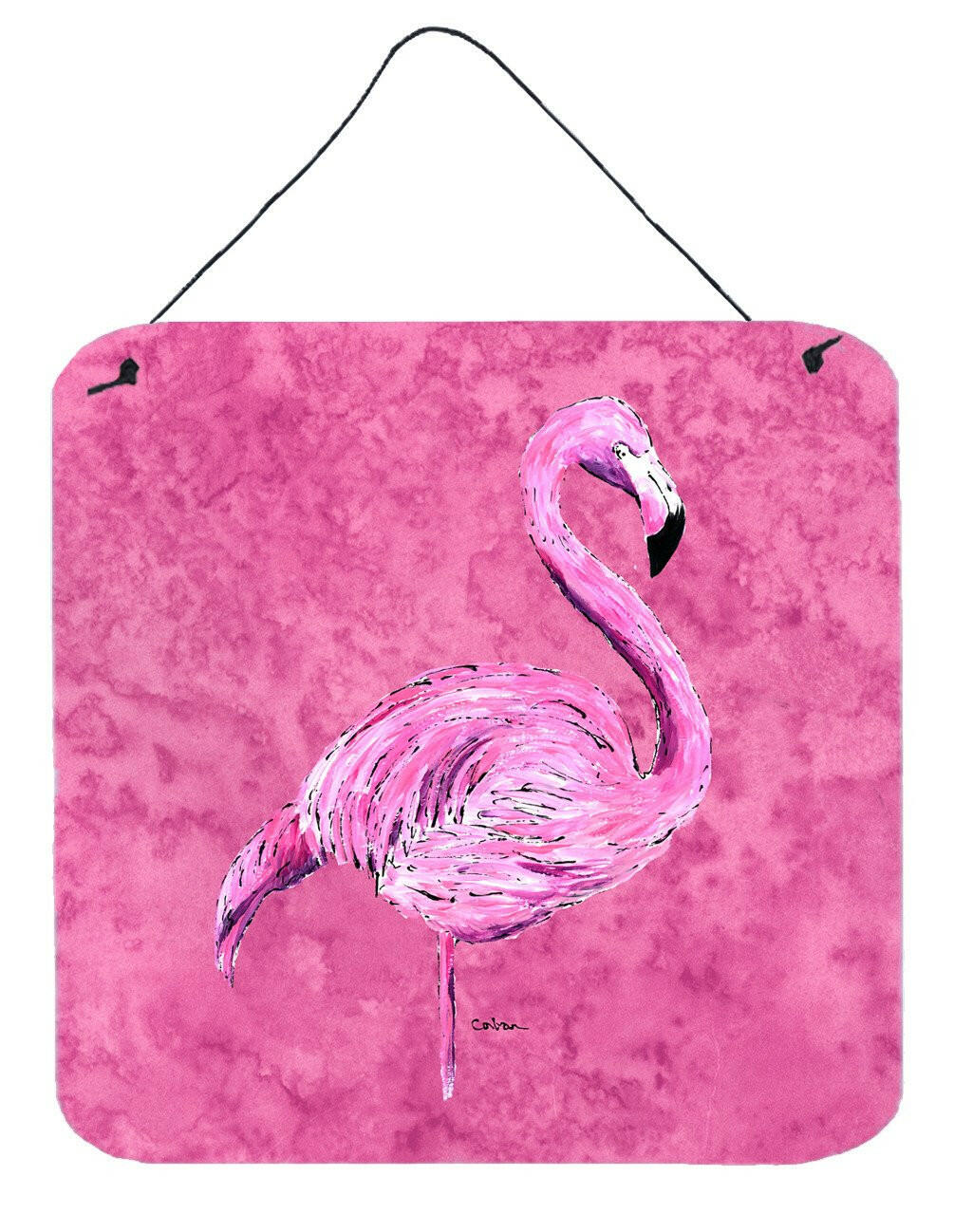 Flamingo on Pink Aluminium Metal Wall or Door Hanging Prints by Caroline's Treasures