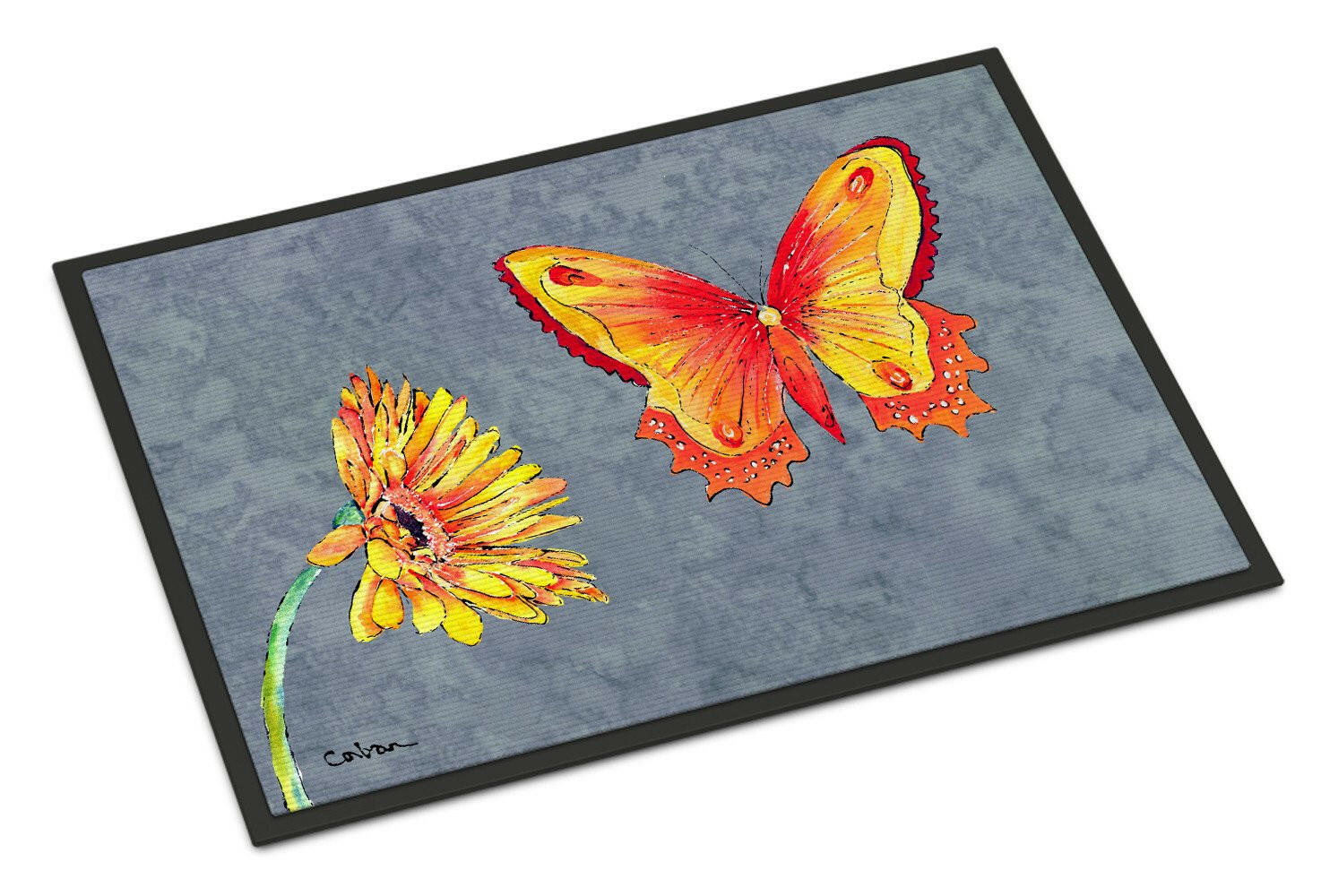 Gerber Daisy and Buttefly Indoor or Outdoor Mat 24x36 Doormat - the-store.com