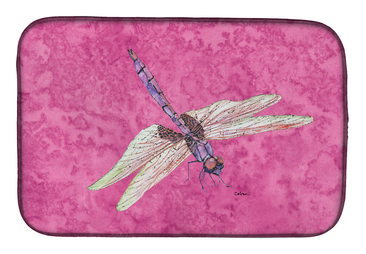 Dragonfly on Pink Dish Drying Mat 8891DDM  the-store.com.