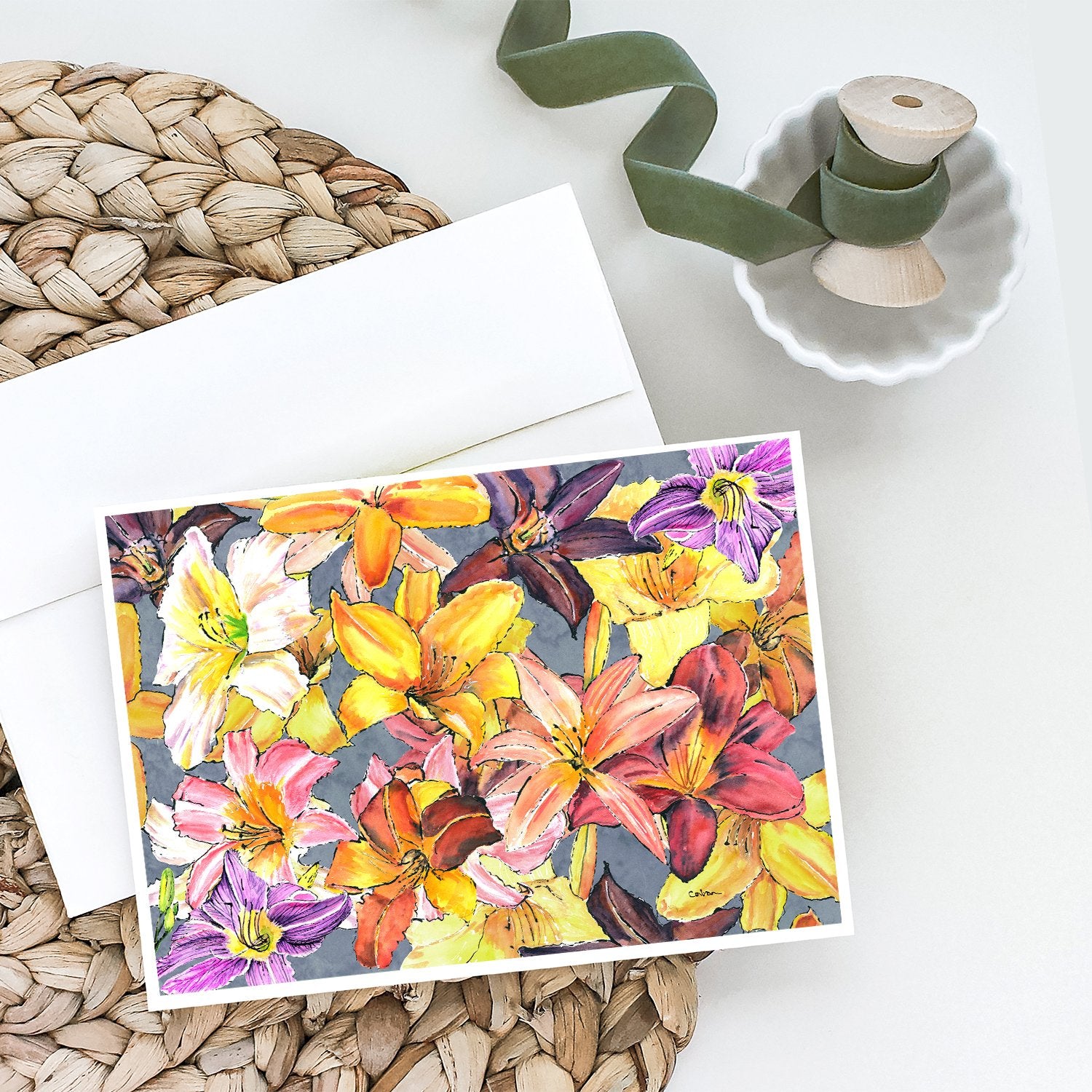 Day Lillies Greeting Cards and Envelopes Pack of 8 - the-store.com