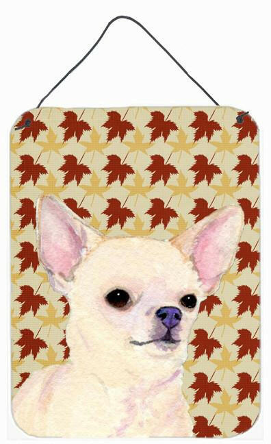 Chihuahua Fall Leaves Portrait Aluminium Metal Wall or Door Hanging Prints by Caroline's Treasures