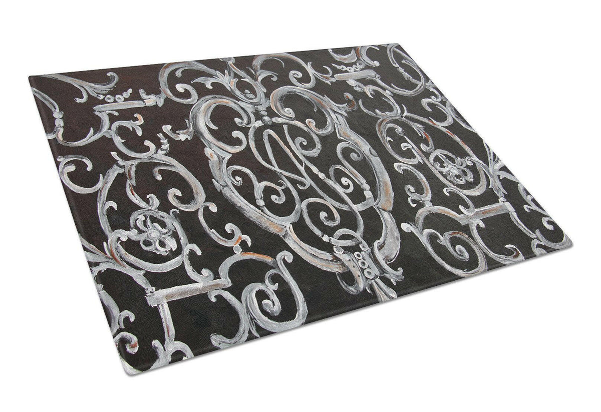 Ironwork Fence Glass Cutting Board Large 8927LCB by Caroline&#39;s Treasures